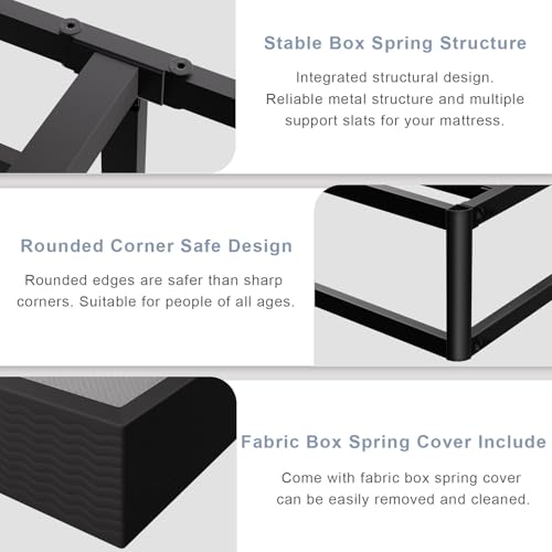 10 Inch King Size Metal Box Spring - High Profile Support Bed Base