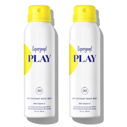 Supergoop! PLAY SPF 50 Antioxidant Body Mist w/Vitamin C - 3 fl oz, 2 Pack - Broad Spectrum Sunscreen Spray - Great for Active Days | w/Vitamin C, for Sensitive Skin