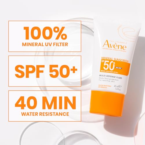 Avène Mineral Sunscreen Multi-Defense Fluid SPF 50+ (Fragrance-Free) – Face & Neck