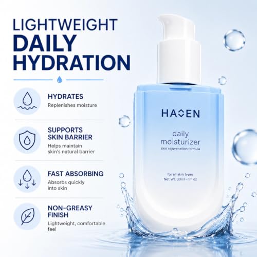 HAVEN Daily Moisturizer for Oily, Sensitive Skin with Niacinamide & Hyaluronic Acid