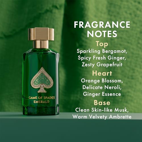 Jo Milano Game of Spades Emerald Unisex Parfum Spray 3 Fl Oz (88 ml) - Long Lasting Citrus & Musk Fragrance