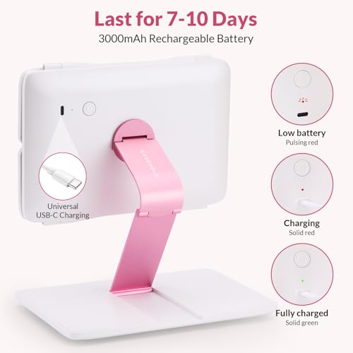 EASEHOLD Foldable Tri-Fold Lighted Makeup Vanity Mirror with 60 LED Lights, 1X/2X/3X Magnification, Touch Control Dimming, 3000mah Rechargeable, 360¡Æ Rotation, Portable Travel Folding Compact Mirror