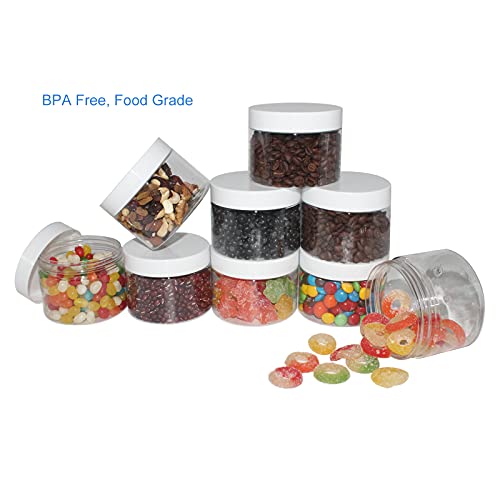 10oz Plastic Jars with Lids - Clear Wide-Mouth Containers, 24 Pack