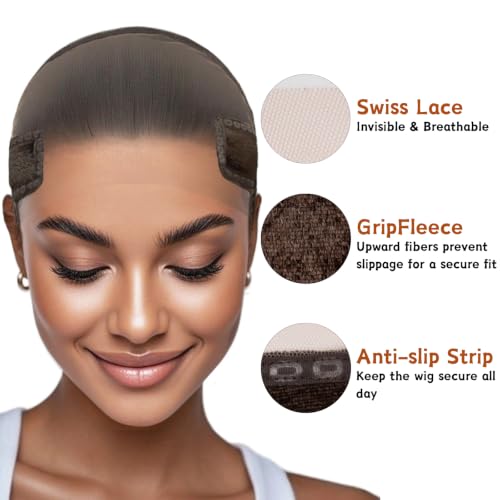 Brown Wig Grip Cap for Glueless Wigs 11x5 Wide Lace Ear Cutouts Isshin Beauty