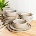 AmorArc Stoneware Dinnerware Set for 6 - Cappuccino, 18 Pieces