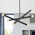 VANZARLA Black Sputnik Chandelier 6-Light Modern Pendant for Dining Room