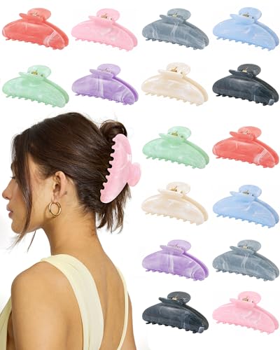 Large 16 Pack Non-Slip Hair Claw Clips for Women - Durable & Colorful Hair Accessories