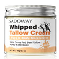 SADOWAY Beef Tallow for Skin: Handmade Beef Tallow for Face - Organic Grass-Fed Whipped Beef Tallow and Honey Balm Tallow Face Moisturizer Smooth Soft for Dry Skin