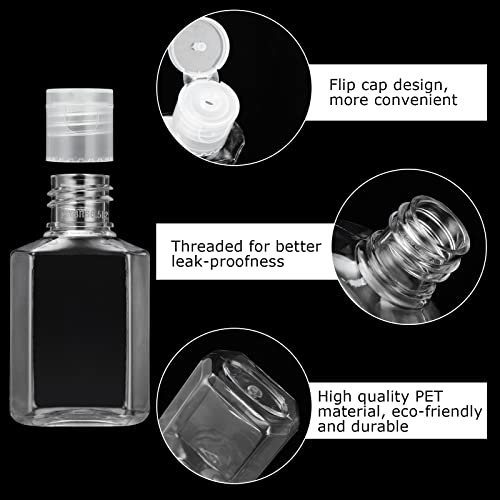 100PCS 1oz Travel Plastic Bottles with Flip Cap - Refillable Cosmetic Containers