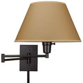 Kira Home Cambridge 15-Inch Modern Swing Arm Wall Sconce with 3-Way Switch - Black Beige Shade
