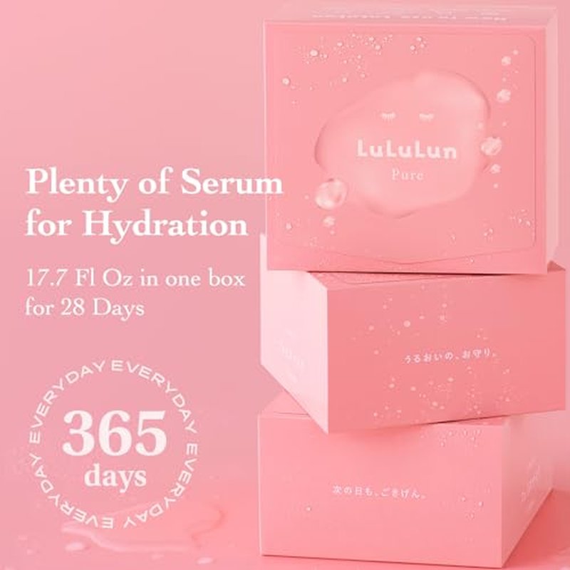 Lululun 21 EA Facial Sheet Masks for Dry Skin & Dull Skin Women & Men, Hydrating & Moisturizing Daily Face Sheet Mask with Seaweed & Cranberry Extracts, Natural Face Skincare from Japan, PURE PINK