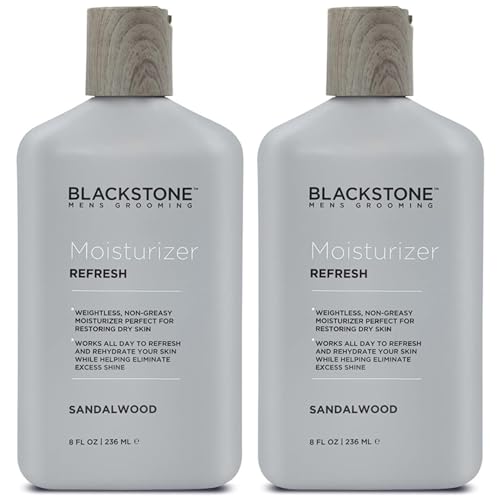 Men's Facial Moisturizer with Hyaluronic Acid & Vitamin E - 8 Oz Pack of 2, Sandalwood - Lightweight & Non-Greasy