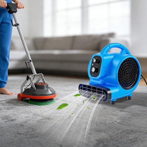 Zynovate Blue Portable Air Mover 1/4 HP 1000 CFM Floor & Carpet Dryer Fan