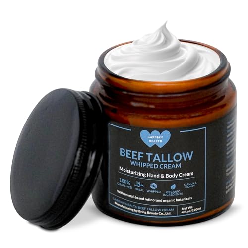 Beef Tallow Face & Body Cream ? Halal, 100% Grass-Fed Cow Tallow with Manuka Honey, Shea Butter, Vitamin E, Collagen & Peptides ? Deep Moisturizing Skin Cream Net Wt. 4 oz (113 g)