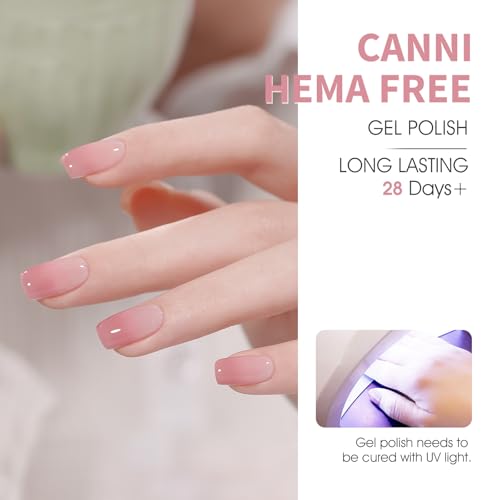 CANNI Jelly Gel Nail Polish Set ? 6 Sheer Colors (Milky White, Light Pink, Nude Peach), 9ML Each, Transparent Soak Off UV LED HEMA-Free Manicure Gel for Women