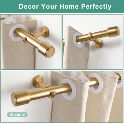 Heavy Duty Curtain Rods 1 1/8 Inch Diameter Extra Long 144-240 Inch - Warm Gold