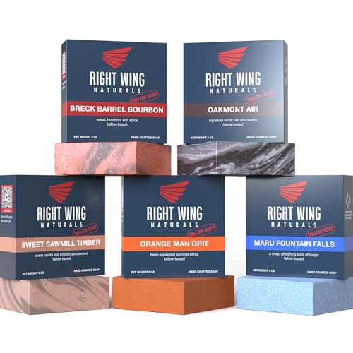 Right Wing Naturals Bar Soap Gift Set for Men | Handcrafted Cold-Pressed | Handmade Organic Soap for Men | Most Popular Flavors | Natural Scented Men¡¯s Bar Soap| Pack of 5 Bars