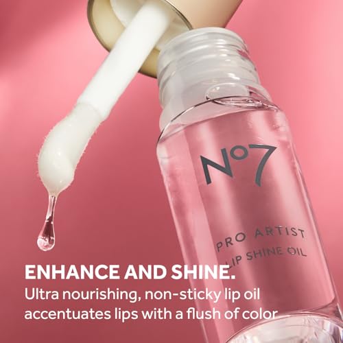 No7 Pro Artist Lip Oil - Hydrating Lip Oil with a High-Shine Finish - Non-Sticky Formula Enriched with Nourishing Ingredients to Improve Lip Hydration - Sweet Strawberry (0.20 fl oz)