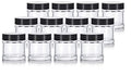 JUVITUS 1.7oz Glass Storage Jars with Black Lids - Airtight, Leak & Smell Proof (12 Pack)