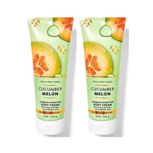 Bath & Body Works Cucumber Melon Ultra Shea Body Cream, 8oz Each, Pack of 2 (Cucumber Melon)