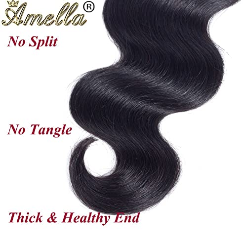 Amella 22 Inch Brazilian Body Wave Human Hair Bundle - Unprocessed Virgin Black
