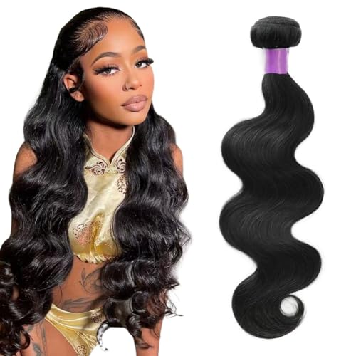 12A Body Wave Human Hair Extensions - 24 Inch Natural Black Virgin Hair Bundle