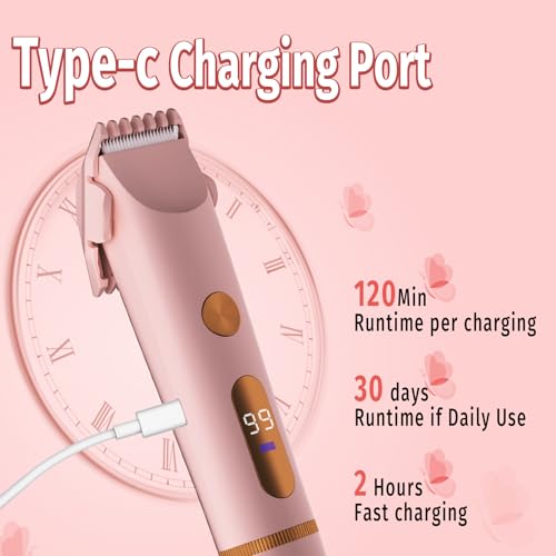 Bikini Trimmer for Women, 2 in 1 Electric Shaver for Women, Rechargeable Electric Razor Body Hair Trimmer Wet & Dry Use
