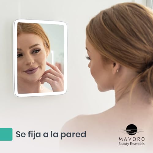 Mavoro 7x9 LED Wall & Table Makeup Mirror with Lights - Rechargeable, Glass, 3M Mount, Portable