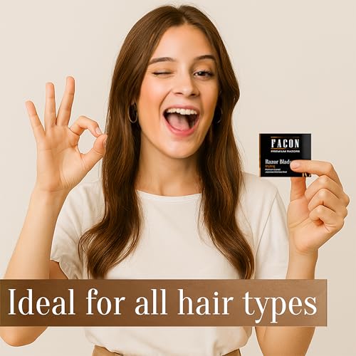 Fac?n Professional Hair Styling Razor Replacement Blades, Faether Razor Blades for Thinning Texturizing Layering Cutting Hair, Premium Platinum Japanese Stainless Steel for Salon Hairstyling- 10 Count