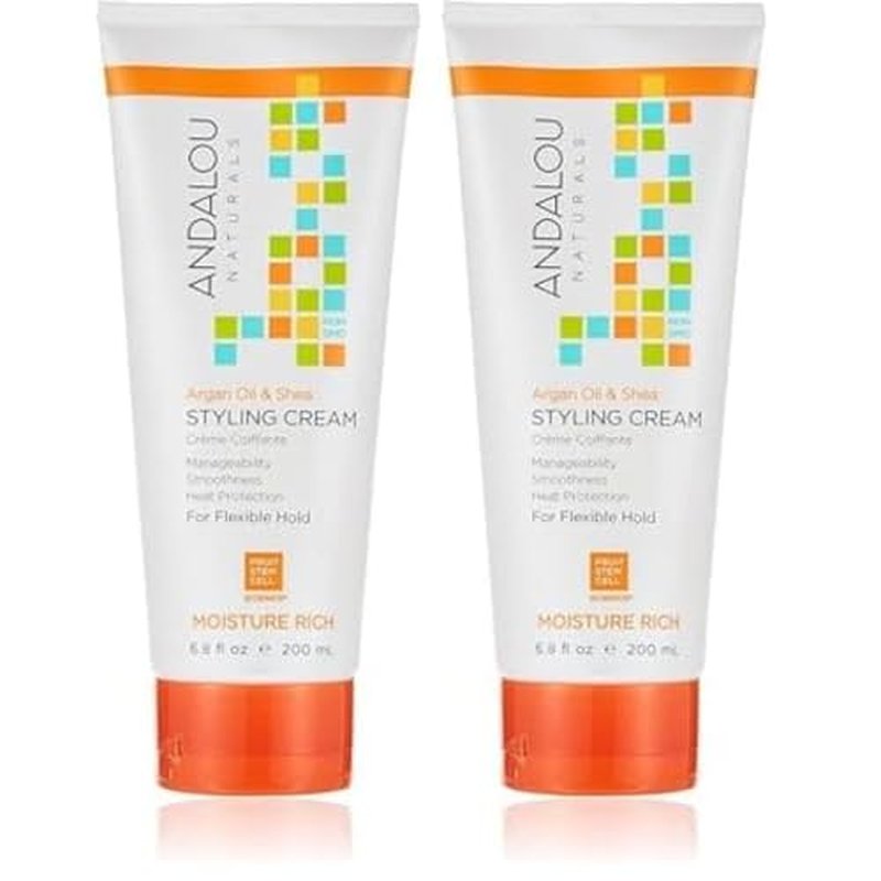 Andalou Naturals Styling Cream Ounces, Argan Oil & Shea, 6.8 Fl Oz (Pack of 2)
