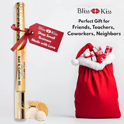 Bliss Kiss | 4 Vanilla Fragrance Nail Oil Cuticle Pens w/Vitamin E & Jojoba?Nail Strengthener Nail Growth Serum for Brittle Peeling Breaking Thin Nails
