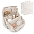 Large Travel Makeup Bag with Waterproof PU Leather - Cream White, Size L