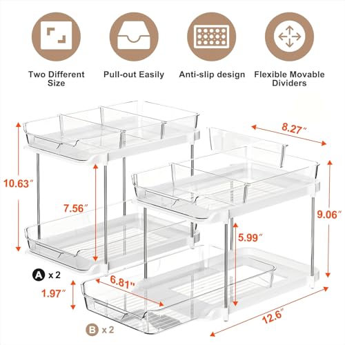 White 4-Pack Multi-Purpose Under Sink & Pantry Organizer with Pull-Out Drawers