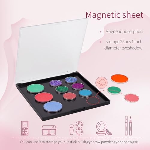 Magnetic Refillable Makeup Palette 3 Pack with Frosted Clear Top & Metal Stickers