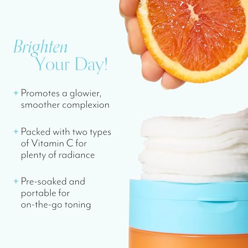 Bright Idea Vitamin C + Peptide Toner Pads | 12% Hydration + Brightening Complex for Radiant, Smooth Skin | Helps Reduce Look of Dark Spots & Support Firmness - 70 pads