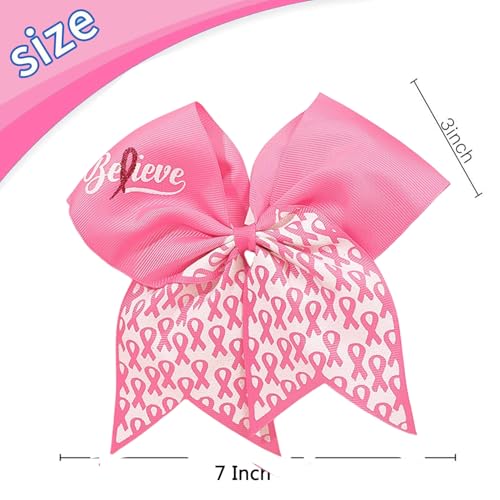 Large Pink Breast Cancer Awareness Cheer Hair Bows - White Pink Variation, 24PCS