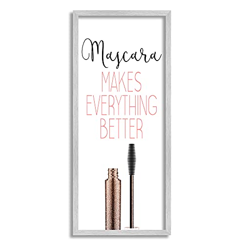 Stupell Industries Mascara Fashion Designer Modern Pink Word, Design by Kimberly Allen Gray Framed Wall Art, 13 x 30