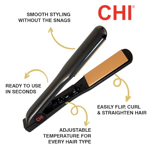 CHI Tourmaline Ceramic Flat Iron, Hair Straightener For An Even & Smooth Finish, 1 1/2" Iron, Onyx Black