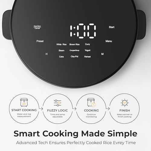 Mini Rice Cooker with 3-Cup Capacity and Black Finish - 9 Presets