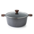 7 Quart Nonstick Stock Pot with Lid - Gray, Induction Compatible