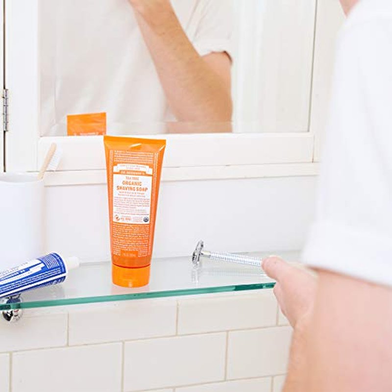 Dr. Bronner's - Organic Shaving Soap (Tea Tree, 7 Ounce) - Certified Organic, Sugar and Shikakai Powder, Soothes and Moisturizes for Close Comfortable Shave, Use on Face, Underarms and Legs