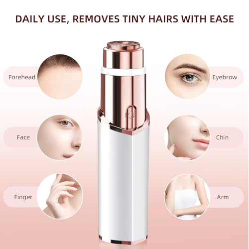 Facial Hair Removal for Women, Electric Rechargeable Painless Hair Remover for Face, Upper Lips, Chin, Peach Fuzz, with LED Light