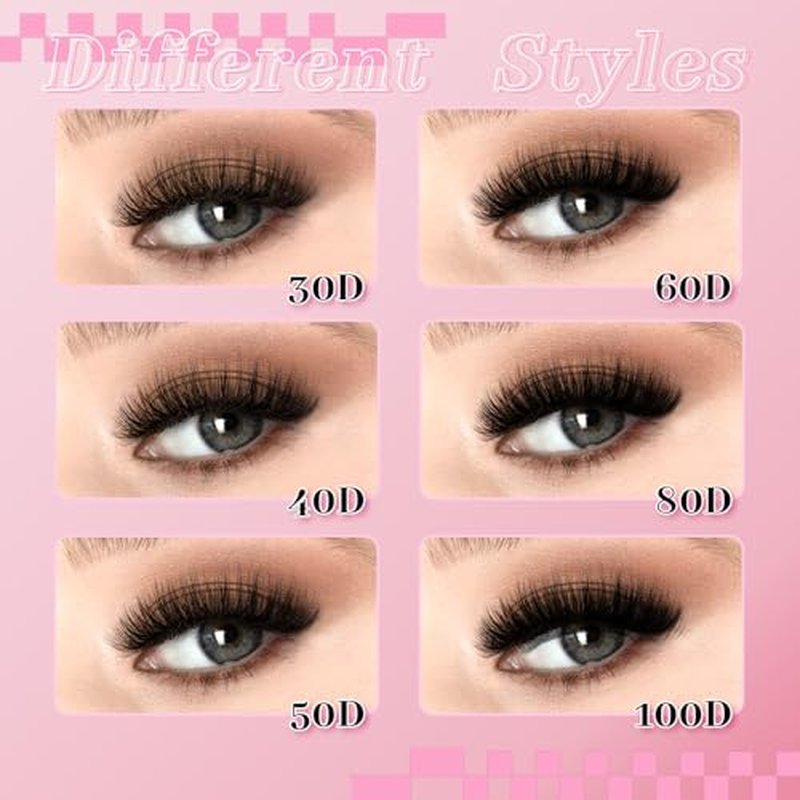 FADLASH Lash Clusters Kit Natural D Curl Eyelash Cluster Volume Lashes Extensions with Lash Bond and Seal Lash Tweezers for Beginners (30D+40D+50D+60D+80D+100D)
