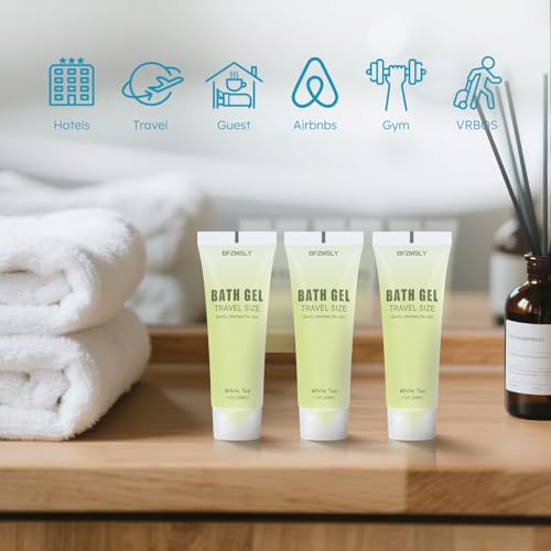 50 Pack Travel Size Body Wash Tubes - White Tea Scent, 1oz, Hotel & Guest Use