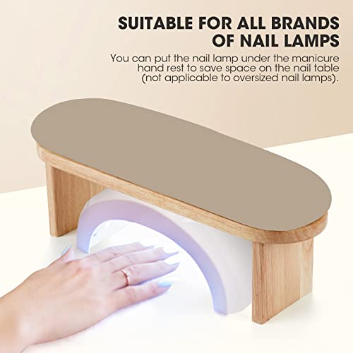 Runbby Beige Nail Arm Rest with Adjustable Height, PU Leather & Sponge, for Manicure