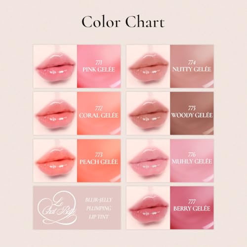 DINTO Blur-Jelly Plumping Lip Tint - Tinted Lip Plumpimg Gel Gloss, Long-Lasting, Moisturizing, Volumizing & Hydrating, Vegan & Cruelty-Free, K beauty (7 colors) (775 Woody Gel?e, 0.11 fl.oz.)