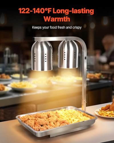 VEVOR Commercial Food Heat Lamp 500W Stainless Steel Warming Light for Restaurants