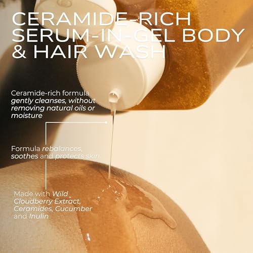 FITGLOW Beauty Cloud Body Wash | Barrier-Protecting Hydrating Gel Cleanser with Ceramides + Cloudberry | Multi-Use for Body, Face & Hair | Gentle, Non-Stripping | 500ml / 16oz