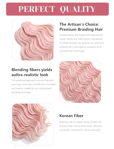 20 Inch Light Pink Curly Braiding Hair Mix - Long Synthetic Crochet Hair for Boho Styles