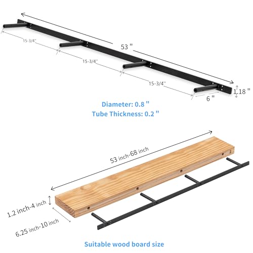 Heavy Duty Floating Shelf Bracket 53 Inch - Hidden Support for Mantel and Shelves with Normal Build Kit